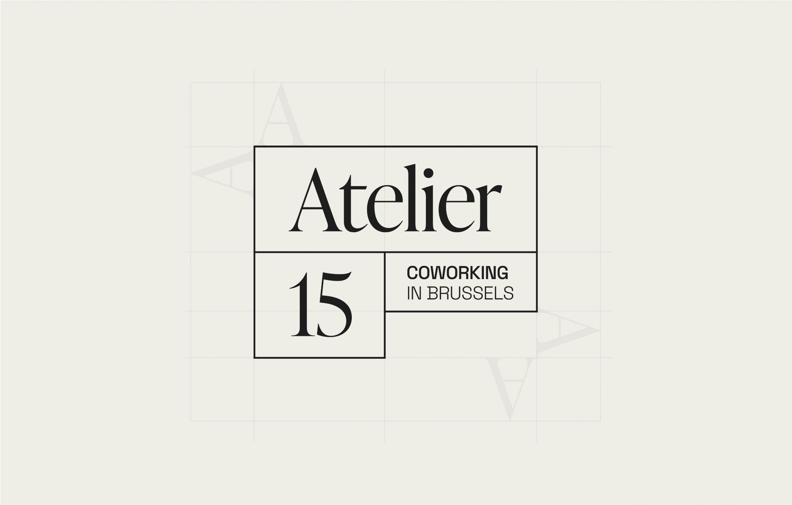 Logo size presentation of the Atelier15 logo